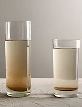 Water in different stages of Coagulation and Flocculation